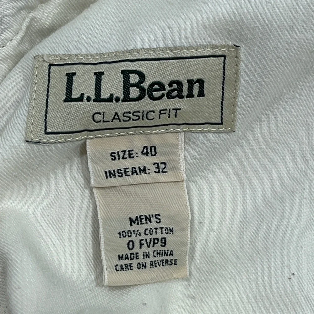 LL Bean Classic Fit Chino Pants Mens 40x31* Khaki Tan 100% Cotton Straight